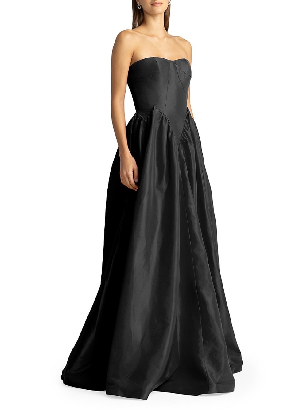 Zac Posen Strapless Black Satin Ball Gown